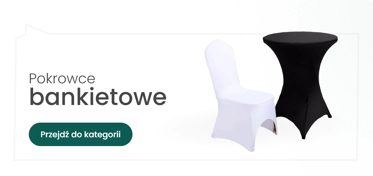 Baner z pokrowcami na krzesła bankietowe